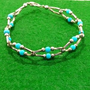 Sterling and "turquoise" bracelet sz 8